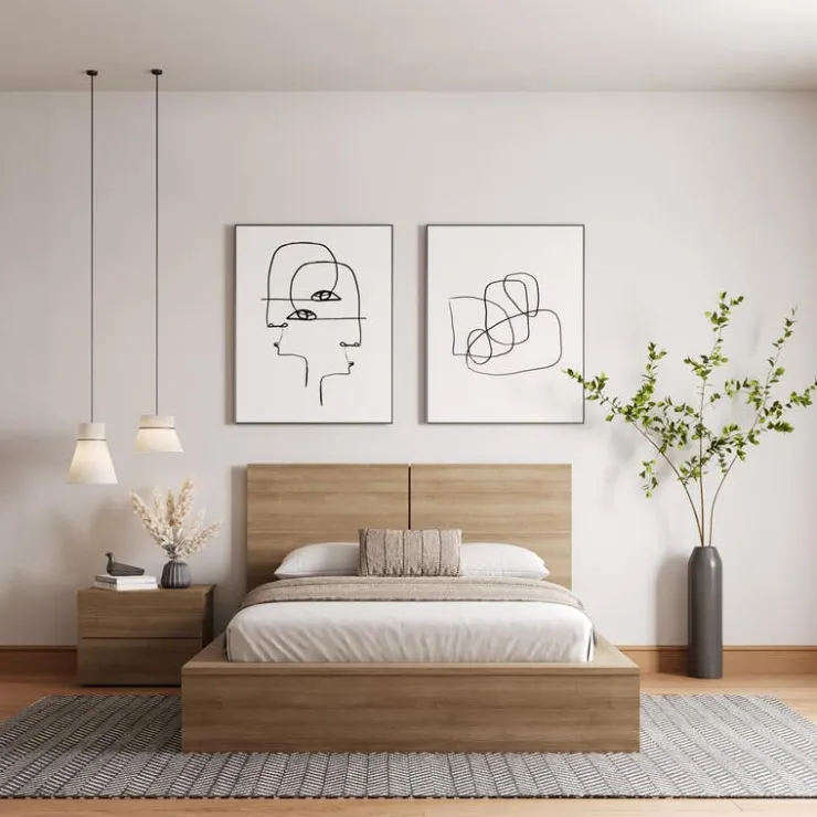 Nexera King Bedroom Set (78") - 3pcs - Brown Oak Outlet