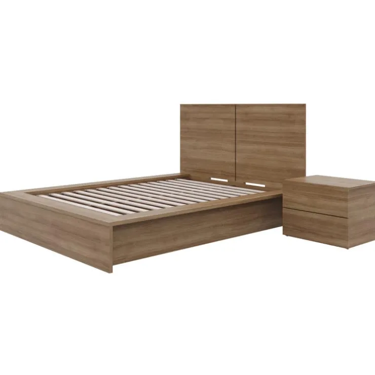 Nexera King Bedroom Set (78") - 3pcs - Brown Oak Outlet