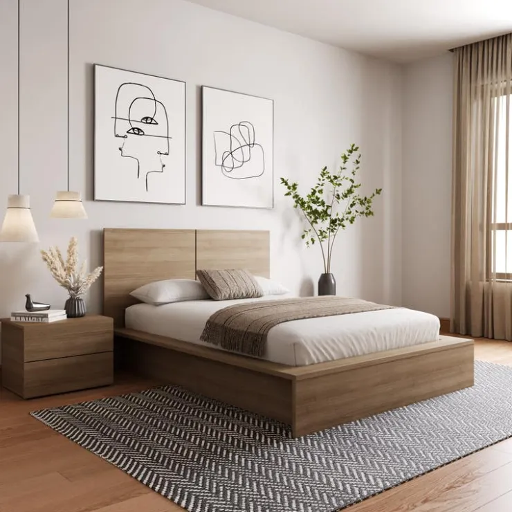 Nexera King Bedroom Set (78") - 3pcs - Brown Oak Outlet