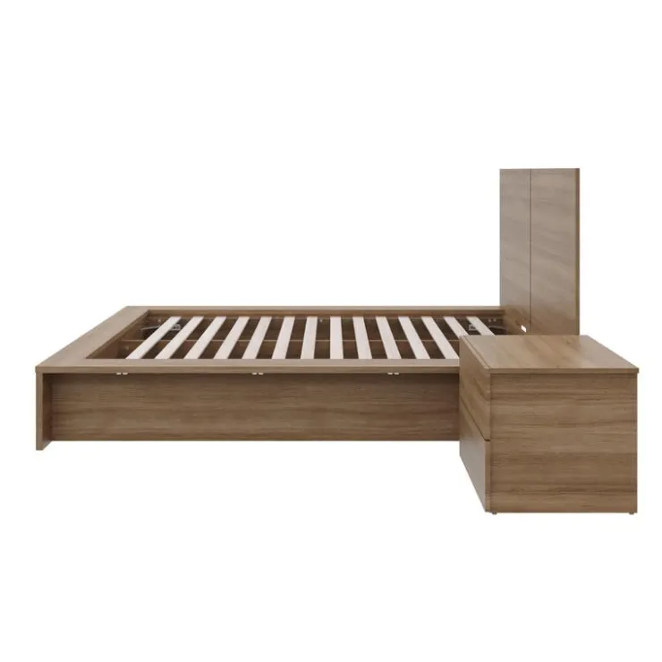 Nexera King Bedroom Set (78") - 3pcs - Brown Oak Outlet