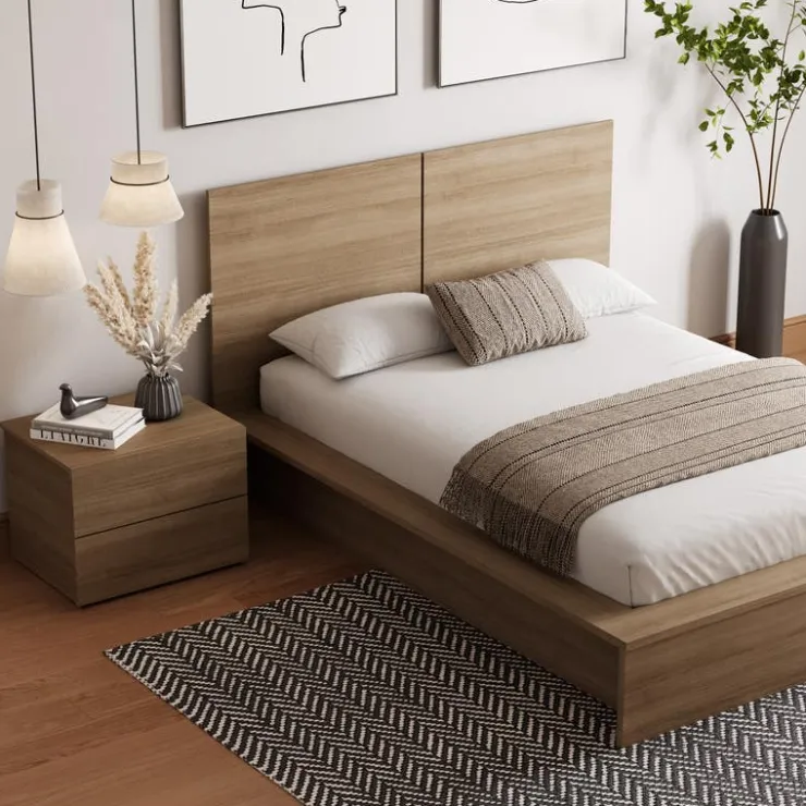 Nexera King Bedroom Set (78") - 3pcs - Brown Oak Outlet