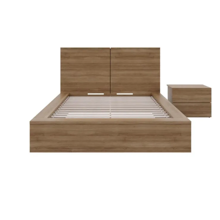 Nexera King Bedroom Set (78") - 3pcs - Brown Oak Outlet