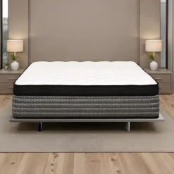 King Medium-Firm Hybrid Mattress-in-a-Box - 78" Black/grey Clearance