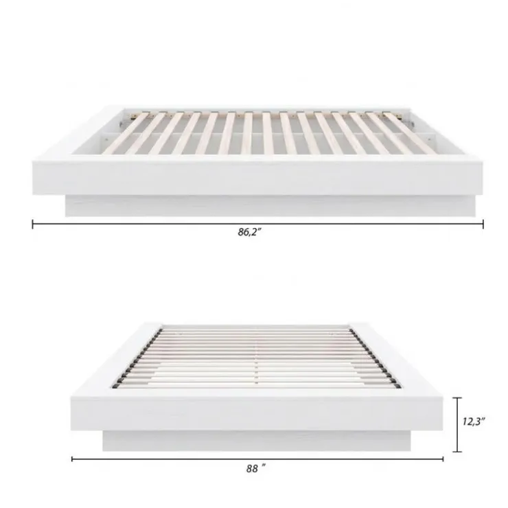 Nexera King Platform Bed (78") - White wood grain New