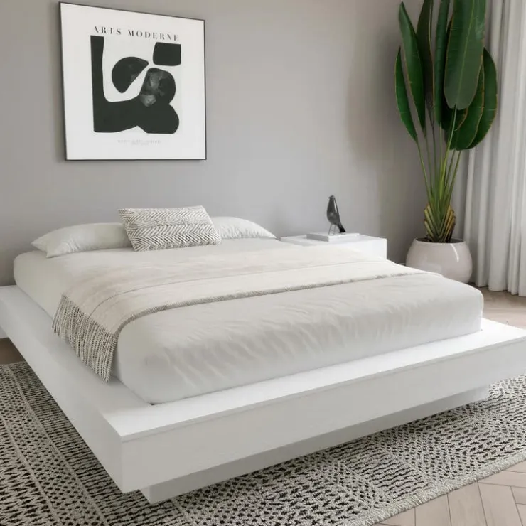 Nexera King Platform Bed (78") - White wood grain New