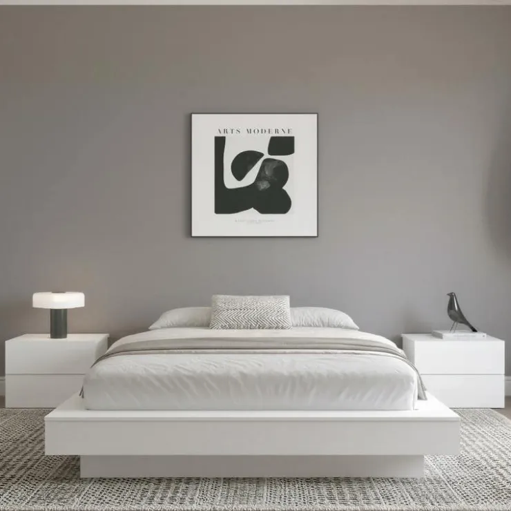 Nexera King Platform Bed (78") - White wood grain New