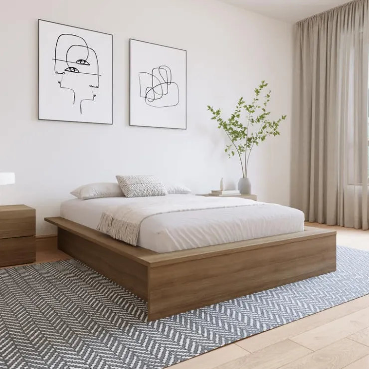 Nexera King Platform Bed (78") - Brown Oak Clearance