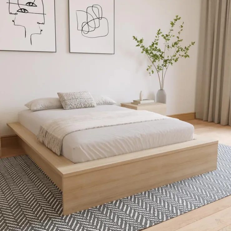 Nexera King Platform Bed (78") - Natural Blonde Oak Discount