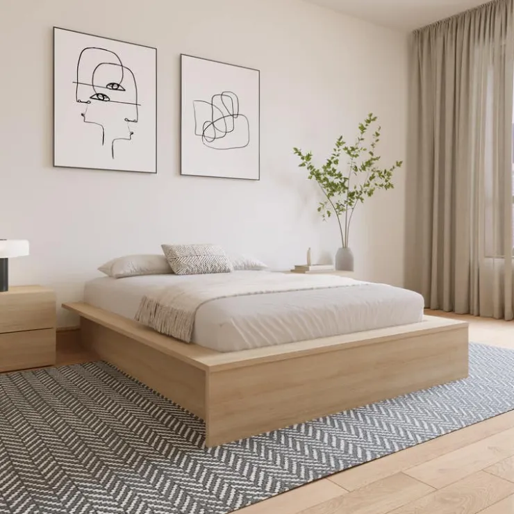 Nexera King Platform Bed (78") - Natural Blonde Oak Discount