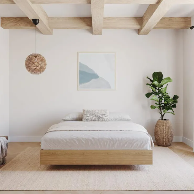 Nexera King Platform Bed (78") - Natura maple Clearance