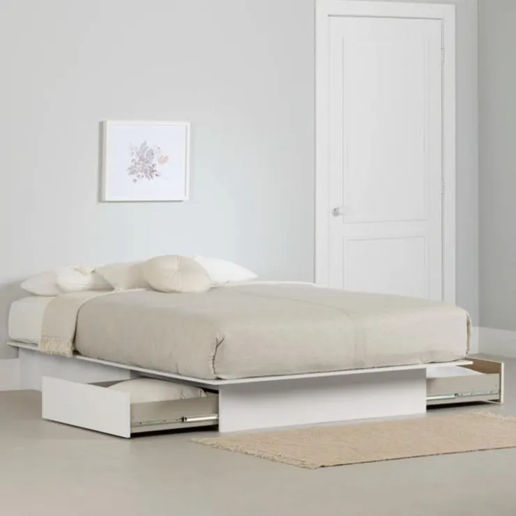 Meubles South Shore King Platform Bed with 2-Drawer Storage (78") - South Shore PURE WHITE Hot