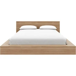 Nexera King Platform Bed with Headboard (78") - Brown oak Clearance