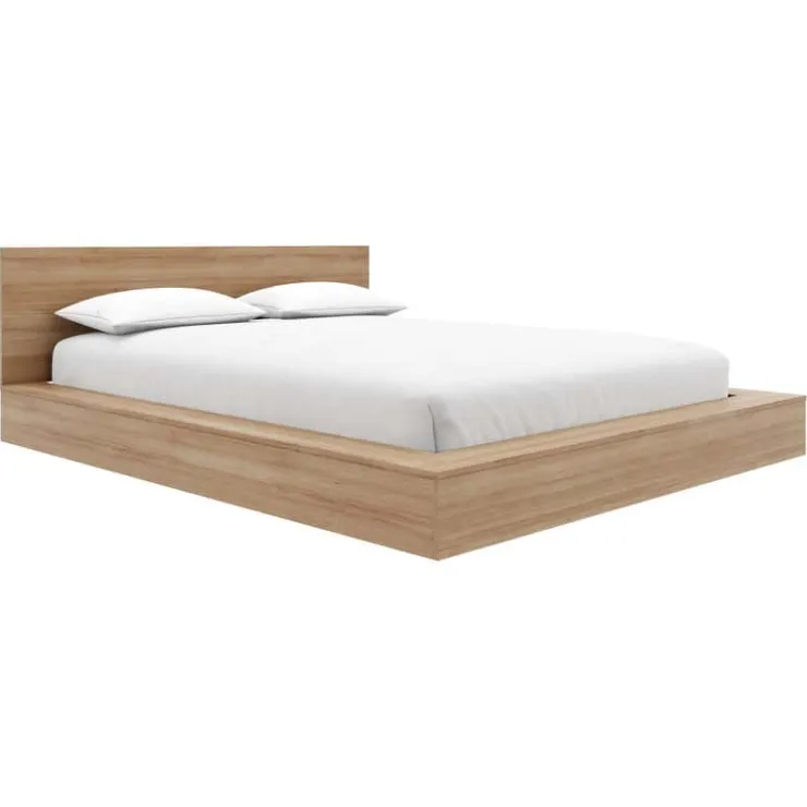 Nexera King Platform Bed with Headboard (78") - Brown oak Clearance