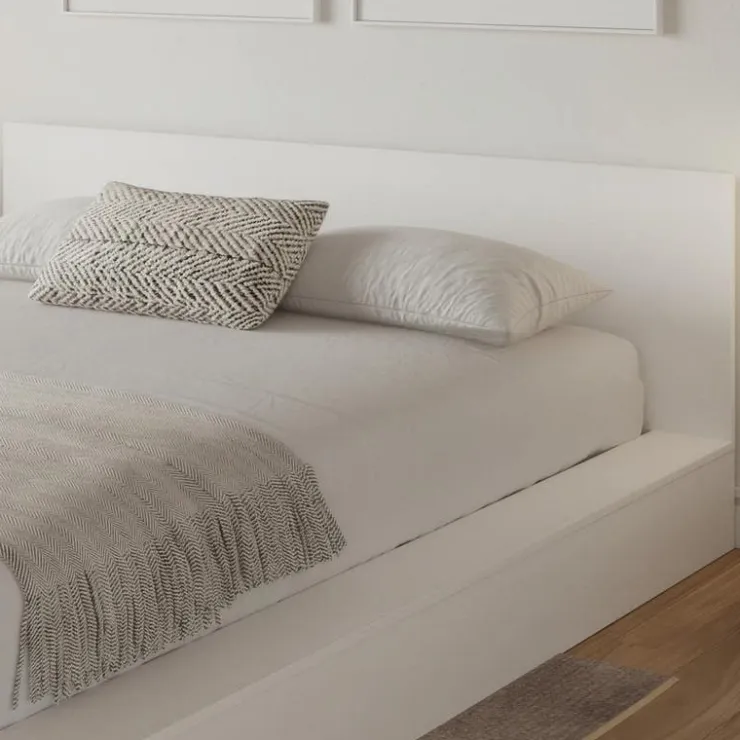 Nexera King Platform Bed with Headboard (78") - White wood grain Sale