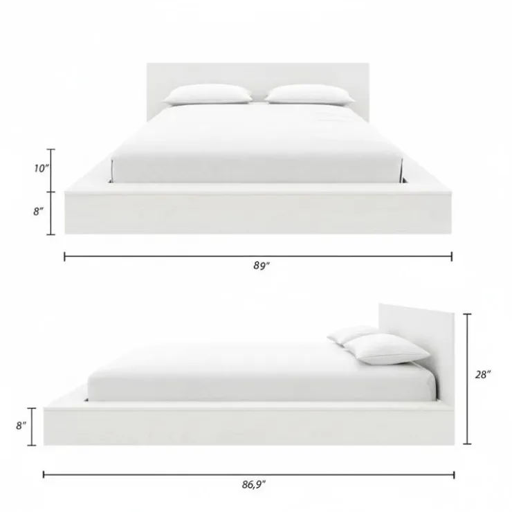 Nexera King Platform Bed with Headboard (78") - White wood grain Sale