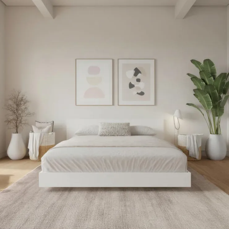Nexera King Platform Bed with Headboard (78") - White wood grain Sale