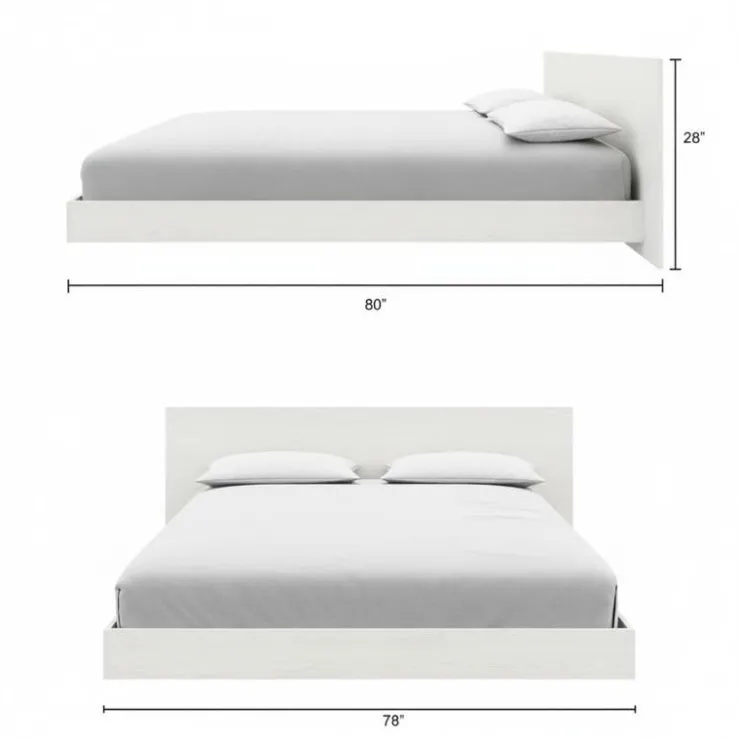 Nexera King Platform Bed with Headboard (78") - White wood grain Sale