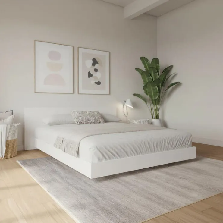 Nexera King Platform Bed with Headboard (78") - White wood grain Sale