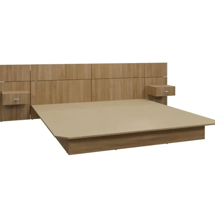 SUA-V King Platform Bed with Headboard and Nighstands (78") Natural Outlet