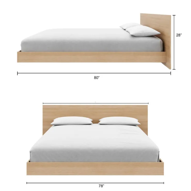 Nexera King Platform Bed with Headboard (78") - Natural blonde oak Sale