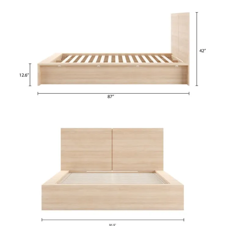 Nexera King Platform Bed with Headboard (78") - Natural Blonde Oak Online