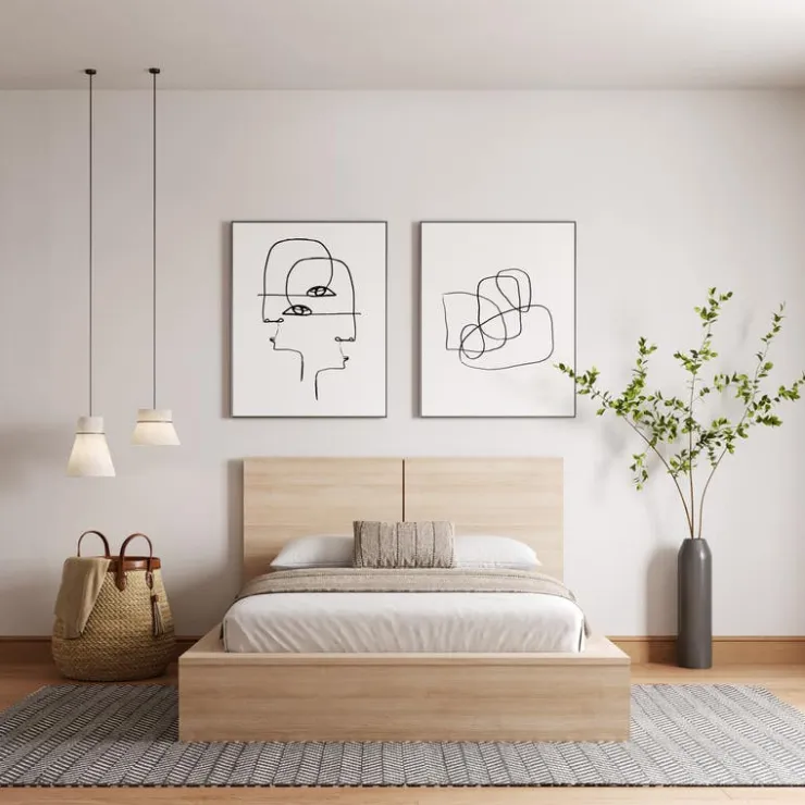 Nexera King Platform Bed with Headboard (78") - Natural Blonde Oak Online