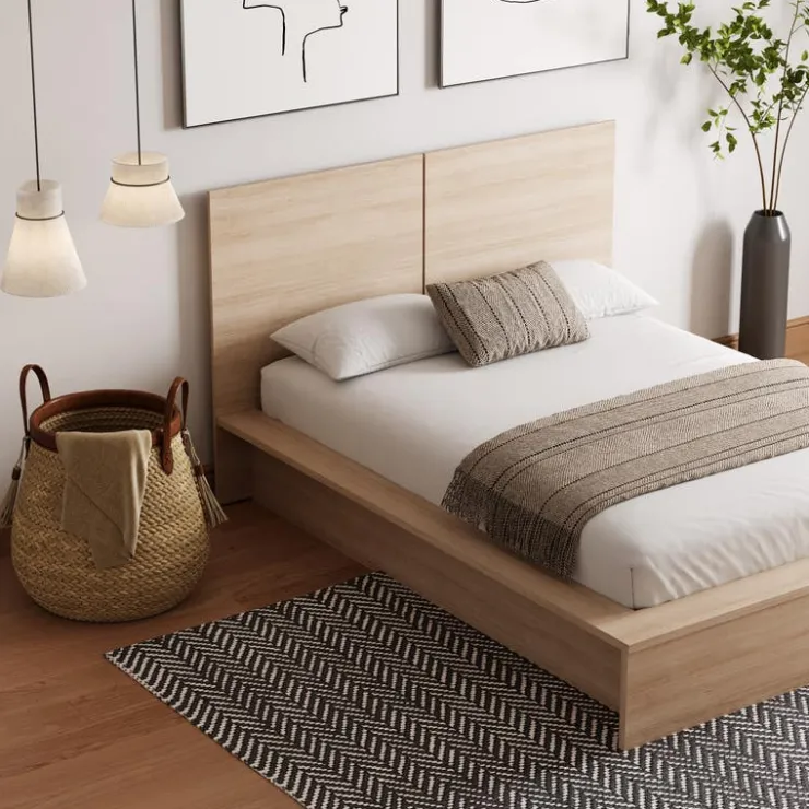 Nexera King Platform Bed with Headboard (78") - Natural Blonde Oak Online