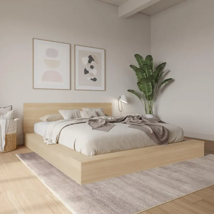 Nexera King Platform Bed with Headboard (78") - Natural blonde oak Online