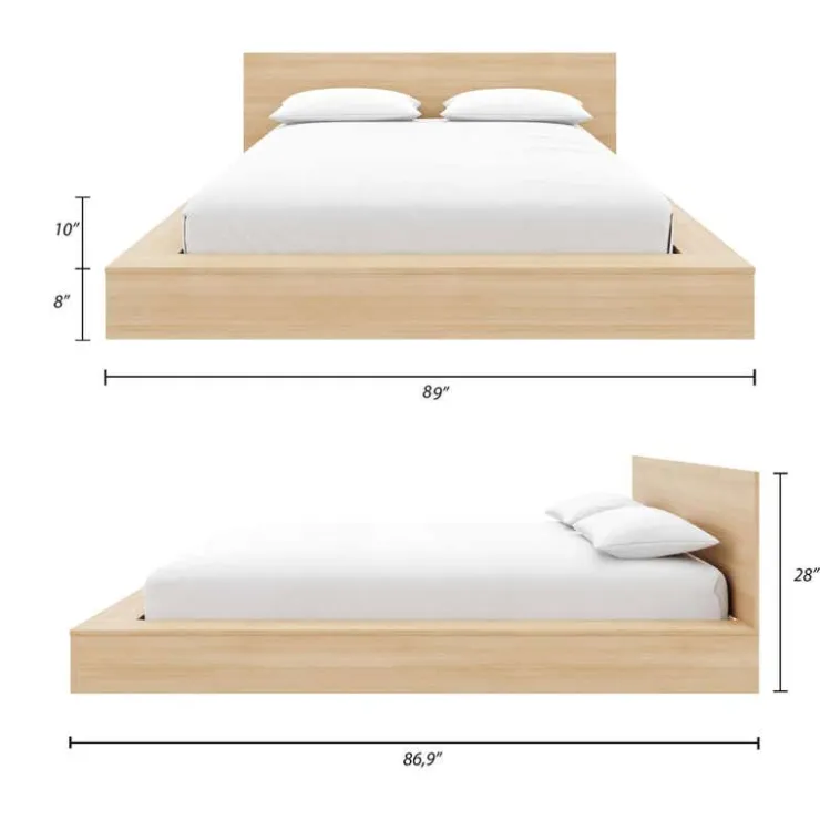 Nexera King Platform Bed with Headboard (78") - Natural blonde oak Online