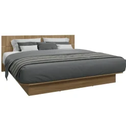 SUA-V King Platform Bed with Headboard (78") Natural