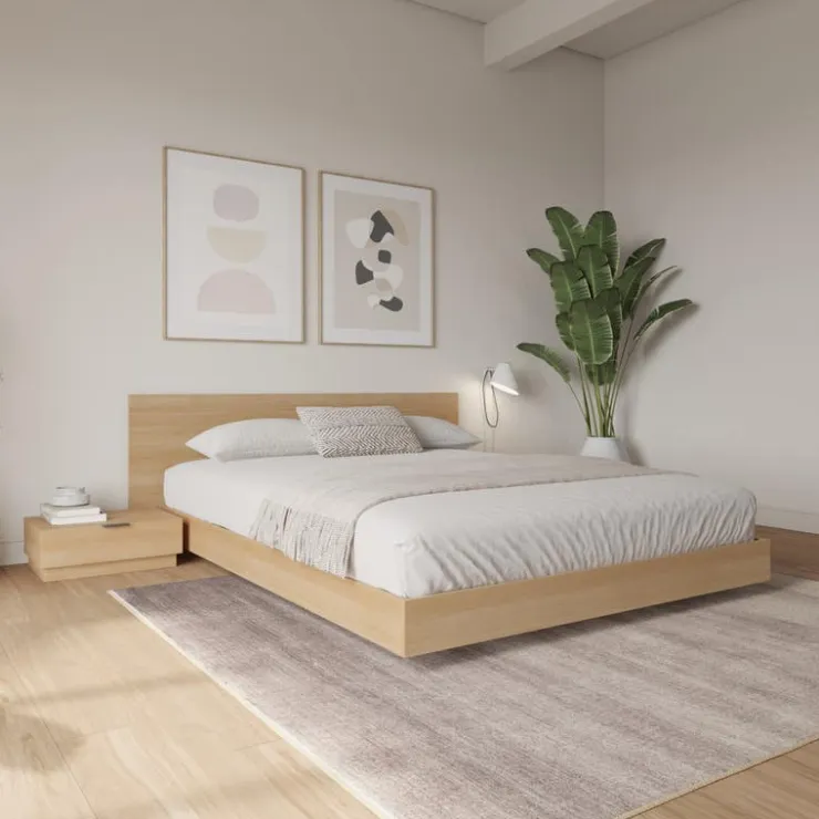 Nexera King Platform Bedroom Set (78") - 4 pcs - Natural blonde oak Best