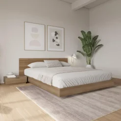 Nexera King Platform Bedroom Set (78") - 4 pcs - Brown oak Sale
