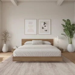 Nexera King Platform Bedroom Set (78") - 4 pcs - Brown oak Sale