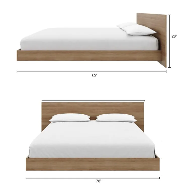 Nexera King Platform Bedroom Set (78") - 4 pcs - Brown oak Sale