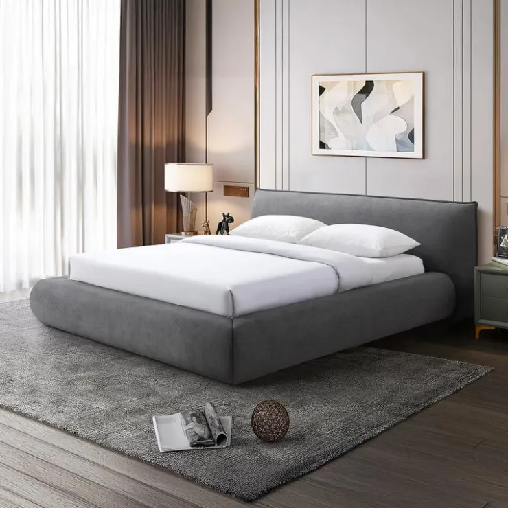 King Upholstered Storage Bed - 78" Dark Grey Best