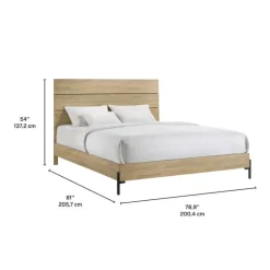 King-Size Bed with Headboard - 78" Natural New