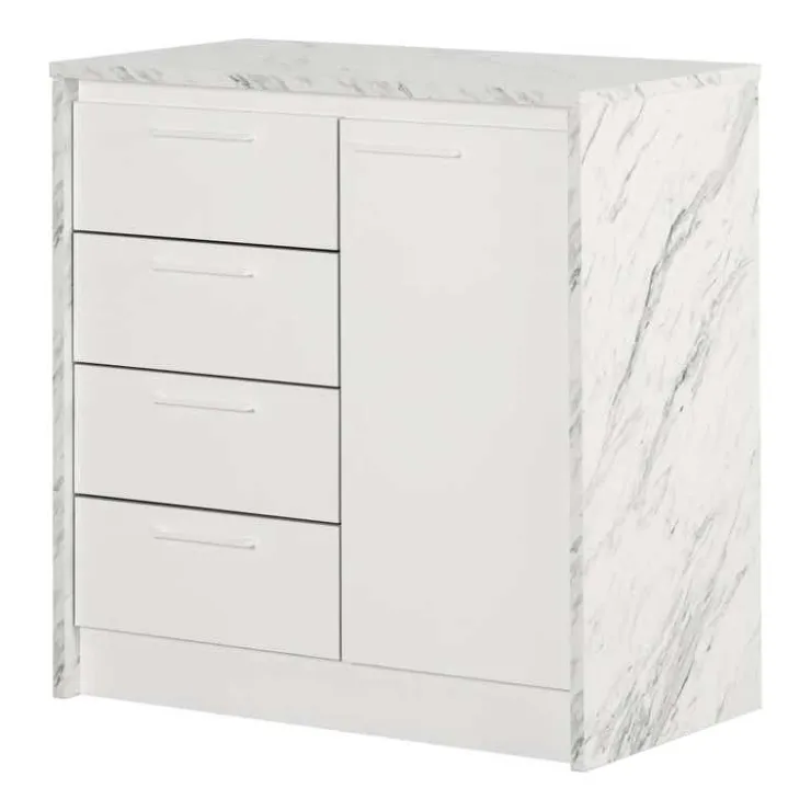 Meubles South Shore Kitchen Island - South Shore Faux White Marble and White Outlet