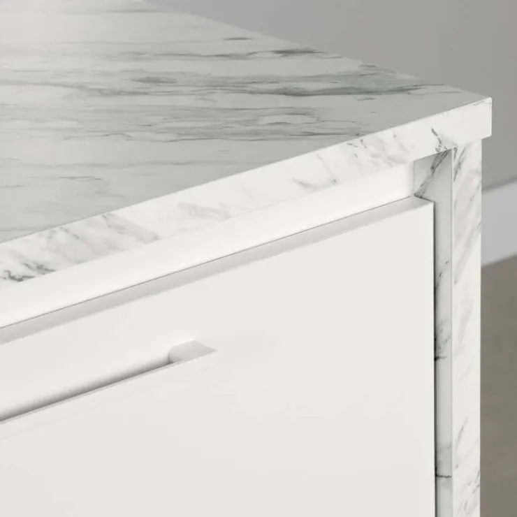 Meubles South Shore Kitchen Island - South Shore Faux White Marble and White Outlet