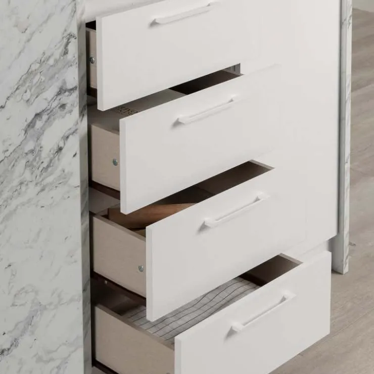 Meubles South Shore Kitchen Island - South Shore Faux White Marble and White Outlet