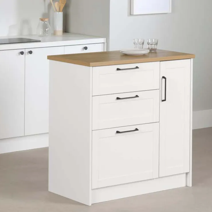 Meubles South Shore Kitchen Island - South Shore White and Maple Nutmeg Best