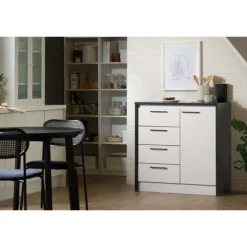 Meubles South Shore Kitchen Island - South Shore Faux Black Stone and White New