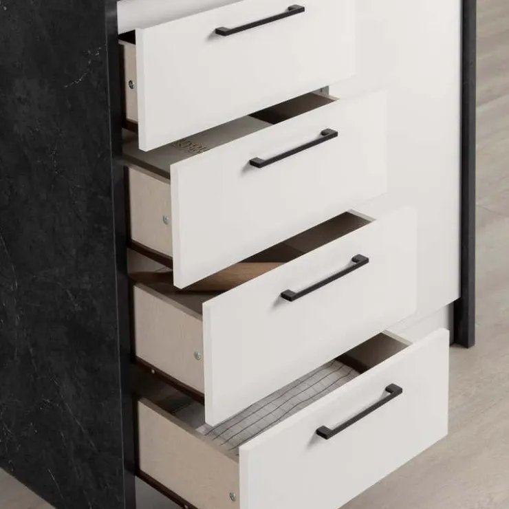 Meubles South Shore Kitchen Island - South Shore Faux Black Stone and White New