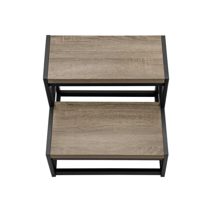 Monarch Ladder - 2 step stool / / black metal - Dark Taupe Discount