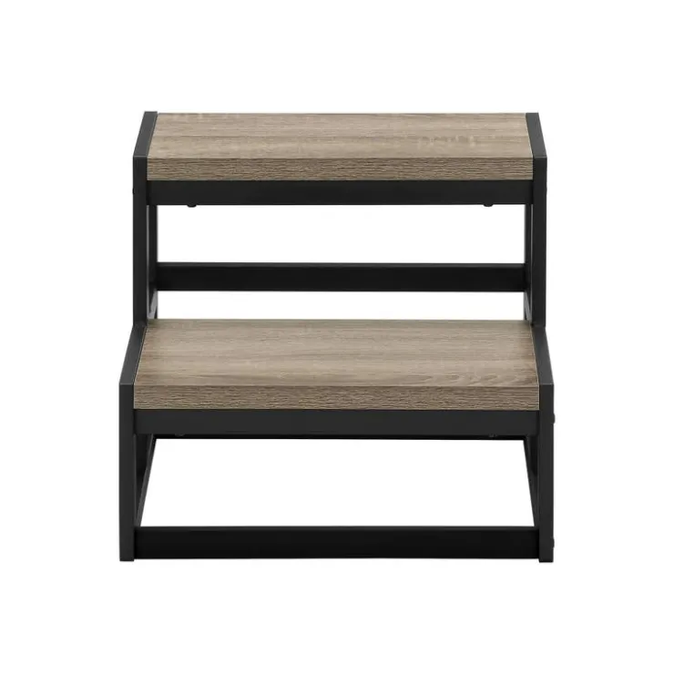 Monarch Ladder - 2 step stool / / black metal - Dark Taupe Discount
