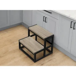 Monarch Ladder - 2 step stool / / black metal - Dark Taupe Discount