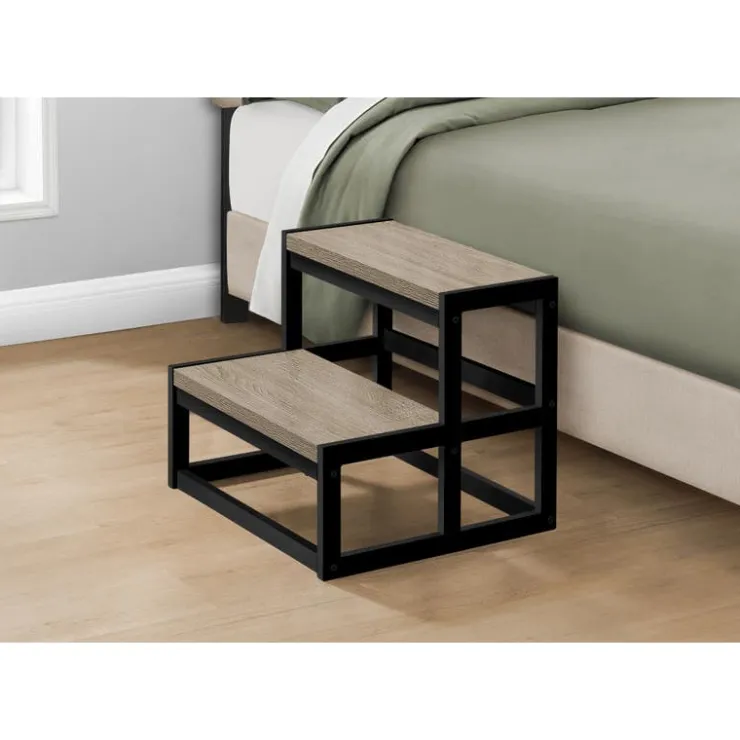 Monarch Ladder - 2 step stool / / black metal - Dark Taupe Discount