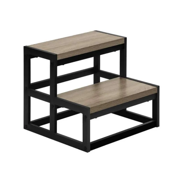 Monarch Ladder - 2 step stool / / black metal - Dark Taupe Discount