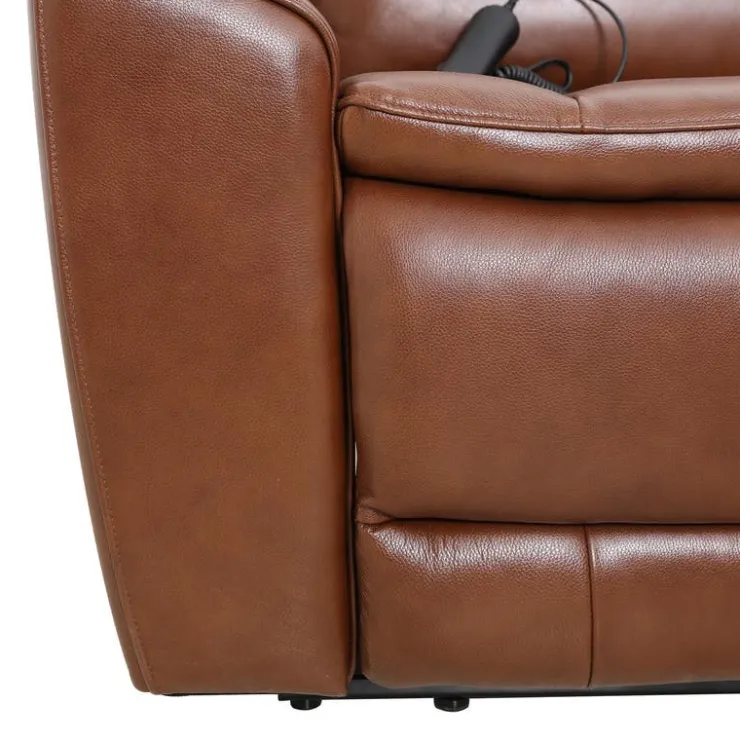 Leather Power Sectional with Massage, Heat, Audio Console & Right-Facing Chaise - 6 pcs Caramel Brown Hot