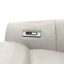Leather Power Swivel Recliner with Built-In Audio System - Beige New