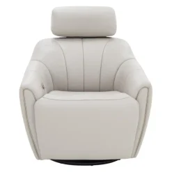 Leather Power Swivel Recliner with Built-In Audio System - Beige New
